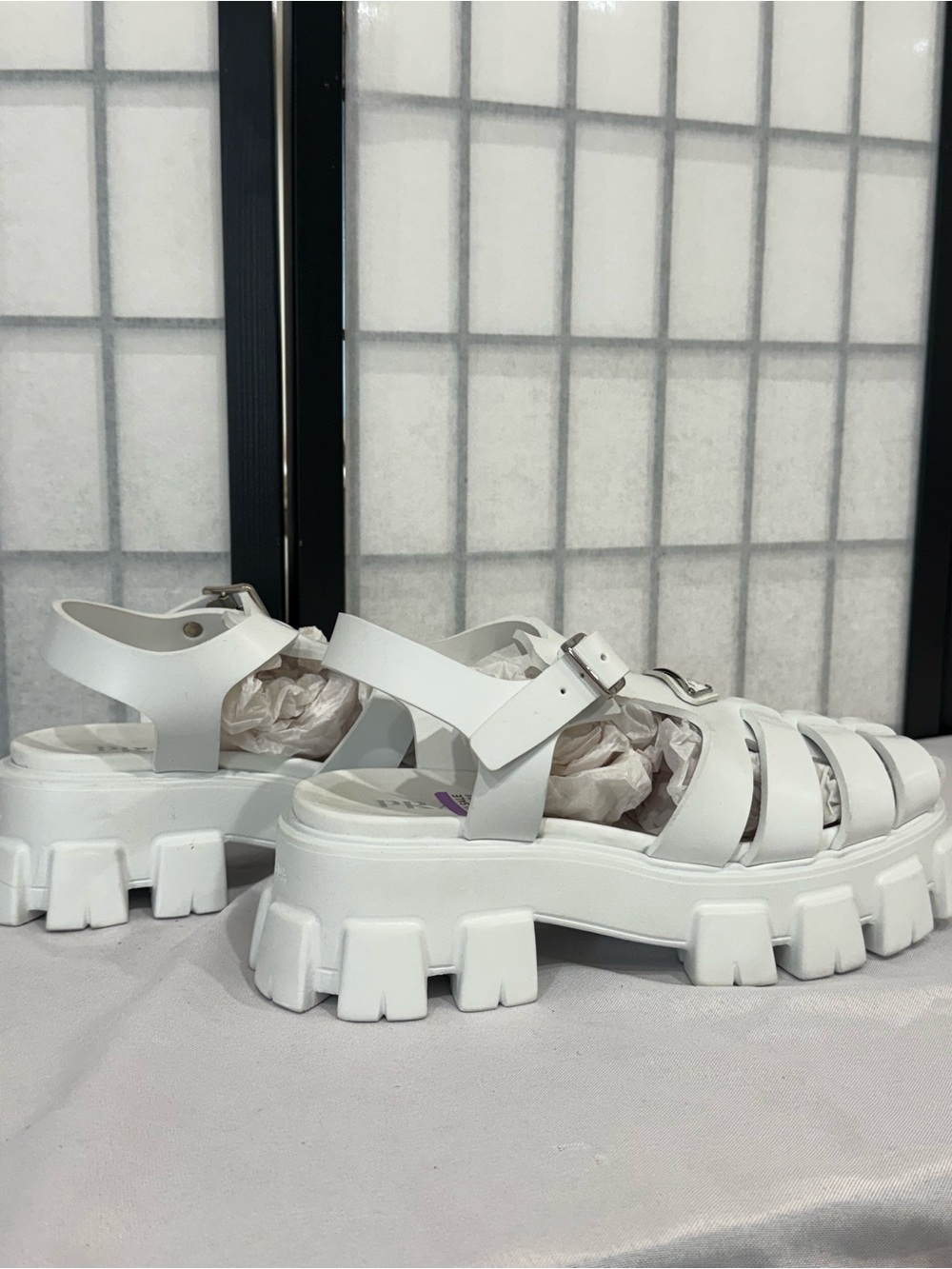 Prada Monolith White Rubber Fisherman Sandals Chunky Lug Sole Platform Shoes - Picture 4 of 11